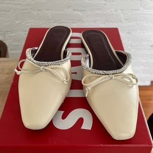 Staud Gina Rhinestone Mule in Cream/Rhinestone Size 38